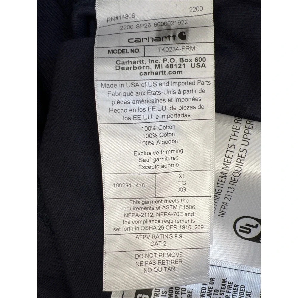 Carhartt FR Force Pocket T‑Shirt XL Blue Union Made UFCW USA Fabric 100234 NWT - Picture 11 of 16